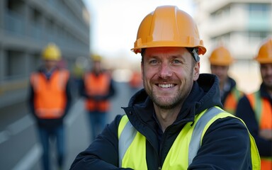 Group of French Construction Workers Ready to Work Generative AI Photo. High quality