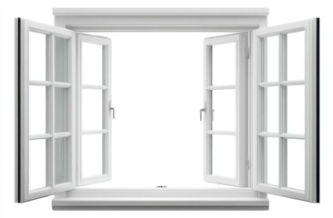 Obraz premium A bright, open window showcases a clean, white design, offering a view of the outside world with natural light.