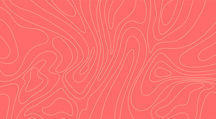 Swirling contour lines in pale cream create a captivating abstract pattern on a vibrant salmon background, evoking a sense of fluid movement and organic design aesthetics