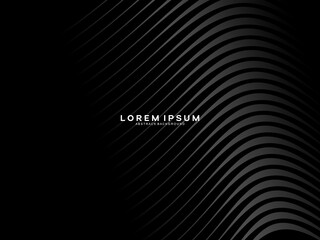 Abstract futuristic dark black background with wave design. Realistic 3d wallpaper with luxurious flowing lines. Perfect background for posters, websites, brochures, banners, applications, etc.	