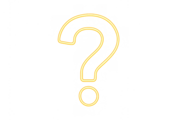Question mark neon light symbol illuminating a transparent background for uncertainty or query concepts
