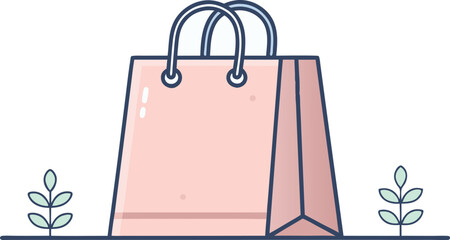 Chic shopping bag with cute botanical details, perfect for stylish branding, online shop graphics, or modern marketing materials for eco-conscious brands.