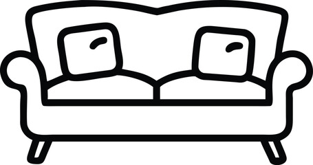 Black line art sofa with two square pillows couch furniture © Abdul