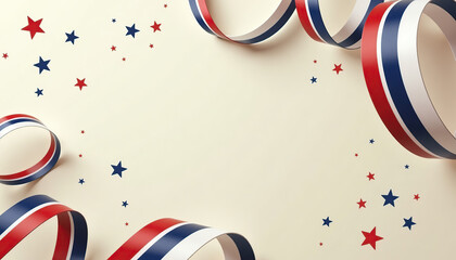 Panama Independence Day. Festive design with red, white, and blue ribbons and stars on light background creating celebration theme with copy space