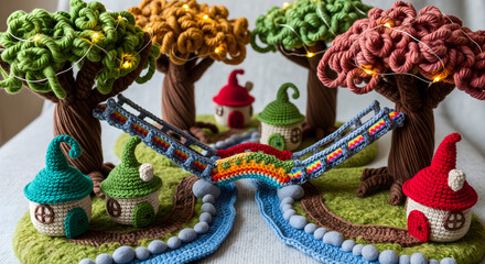 Naklejka premium Crochet Elf Village