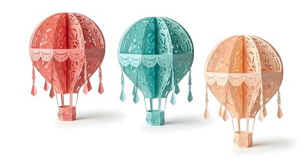 Elegant DIY Craft Decor for Home, Parties & Creative Art Displays Whimsical 3D Paper Hot Air Balloons in Pastel Shades