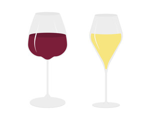 Wine Glass with Red and White Wine Sticker Icon Pictogram Wine Day Minimalistic Flat Design idea Set