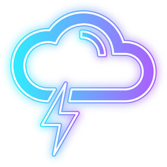 Neon Outline Cloud Lightning Weather Modern Style,  perfect for weather forecast or any design needing a striking weather.