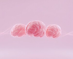 Pastel brain balloon in the sky of wonder: surreal imagination meets therapy of the mind with attitude, spirit, thought