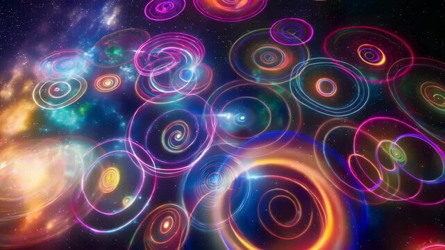 Cosmic Rings in Vibrant Space Background
