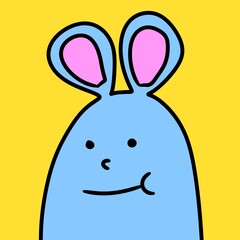 cute rabbit head character. hand drawn doodle style. kawaii character.