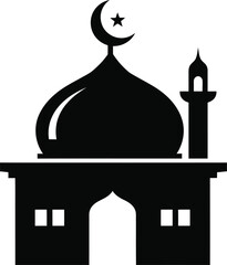 Silhouette of a mosque with dome and minaret