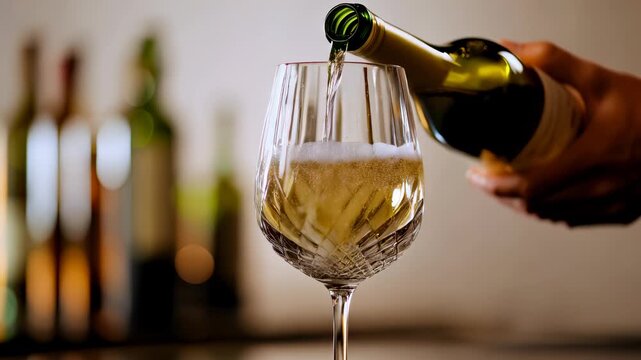 Pouring White Wine into a Glass
