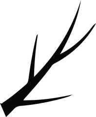 Vector bare branch minimal black and white silhouette illustration