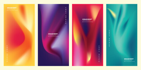 “Gradient Background Panel Set – 4 Vertical Abstract Designs in Warm, Cool & Mixed Color Transitions with Copy Space Text for Branding, UI & Presentation Design”