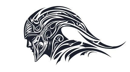 Fototapeta premium Dark Profile of a Warrior in Ornate Helmet