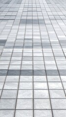 Perspective view of a tiled floor featuring a geometric pattern