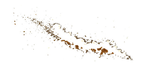 Abstract paint splashes and grunge texture design with ink drops and art tools like a paint roller brush and brush on white background