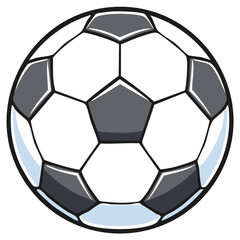 Classic Black and White Soccer Ball Cartoon Vector Graphic Illustration