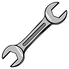 Double open-ended wrench cartoon vector illustration for mechanical repair