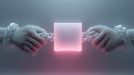 Minimalistic Glowing Cube Suspended in Space Abstract Geometric Design Modern Art Generated AI