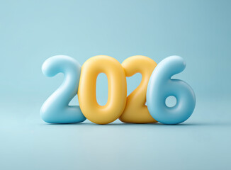 2026 새해 3D 풍선 숫자 디자인
