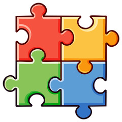 Colorful Square Jigsaw Puzzle Featuring Red, Yellow, Green, and Blue Pieces
