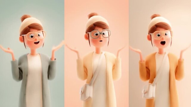 3D cartoon character Making Funny faces Videos