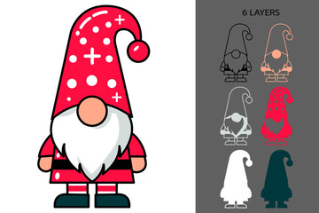 Cute Christmas Gnome – Laser Cut SVG Papercut Holiday Vector Design