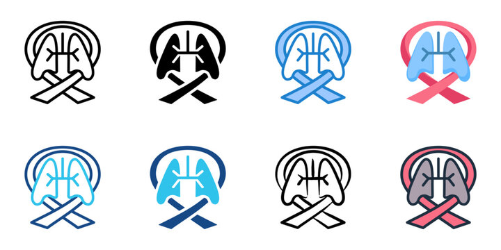 Lung Health Awareness icon set multiple style collection 
