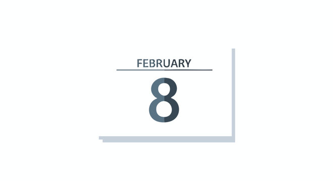 Auspicious february eighth stylized date calendar design for event reminders or important schedule notification for various purposes centered on