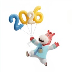 Fototapeta premium 2026 말의 해 3D 캐릭터 일러스트 