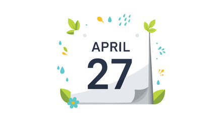 Floral-themed calendar illustration indicating April 27th with nature elements bringing a refreshing touch to the date announcement
