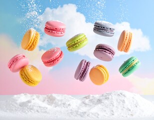 macaroons on a wooden background