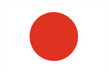 Red circle symbolising japan sun disc on transparent background, minimal graphic design element