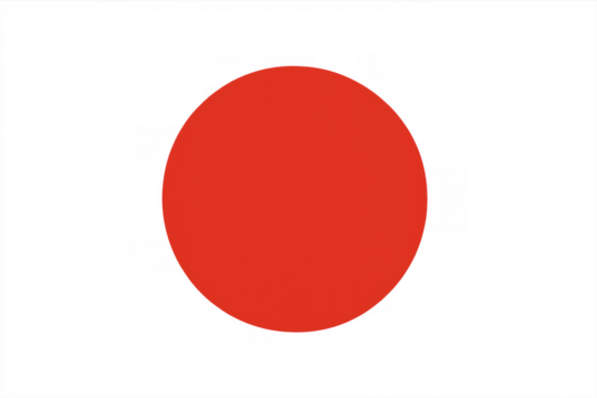 Red circle symbolising japan sun disc on transparent background, minimal graphic design element