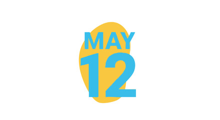 Stylish May 12th Date Graphic with Soft Yellow Backdrop and Vibrant Blue Text Illustration