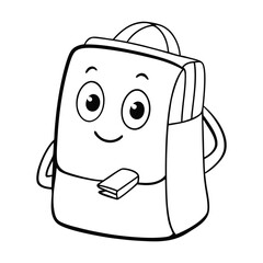 A fun coloring page featuring a school bag filled with books and stationery. Perfect for kids to color and celebrate learning, school life, and creativity.
