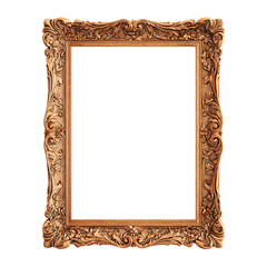 Ornate Gold Picture Frame with Detailed Floral Carvings on Black Background Perfect for Art or Photography Display