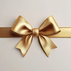 Golden Satin Ribbon Bow &mdash; Luxury Gift Decoration and Celebration Design Element
