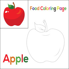 Apple Coloring Page For Kids, Apple Outline Coloring Page, Apple Food Coloring Page, Coloring Page
