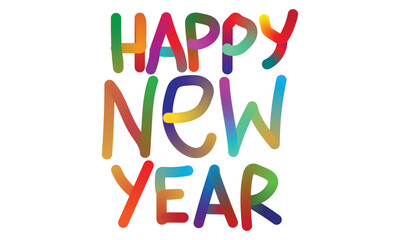 Happy New Year Colorful Text Design Vibrant Rainbow Lettering Illustration