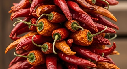 Fiery chili pepper cascade: A vibrant and flavorful image of dried red peppers, perfect for adding a spicy kick to your culinary projects.