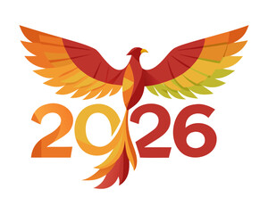 Fototapeta premium autumn leaves vector Happy new year 2026 design