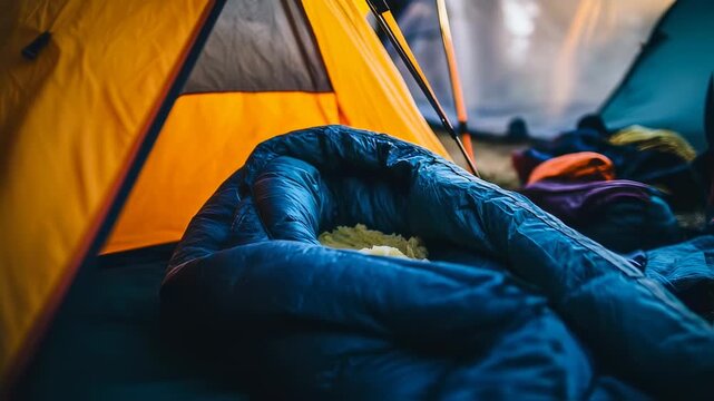 Comical camping mishap: Unexpected potato filling inside a sleeping bag adventure outdoors