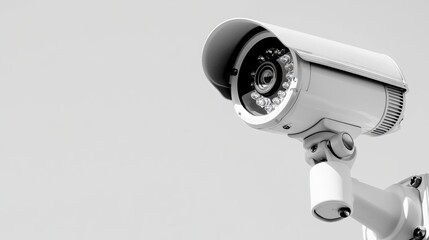 Modern Security Camera Overlooking Urban Landscape for Surveillance and Safety in a Residential or Commercial Area
