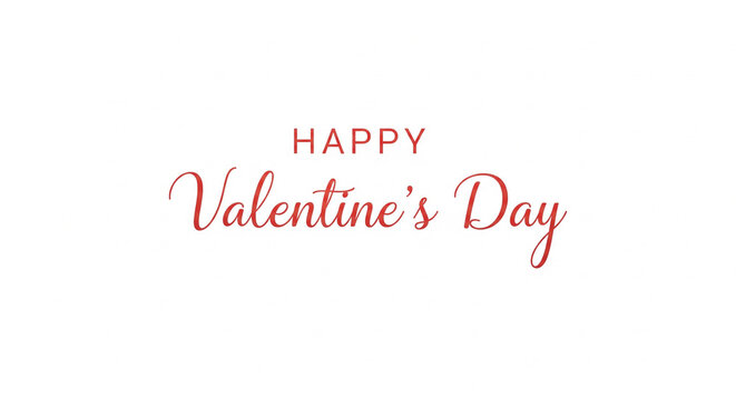 Elegant red script typography celebrating Happy Valentine's Day on a clean white background.