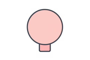 Minimal pink balloon or light bulb illustration with a dark outline, great for modern design elements. Transparent background