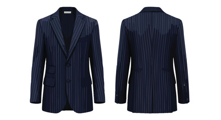 Sophisticated tailored pinstripe blazer showcasing front and back views against a pristine background emphasizing formal style and impeccable