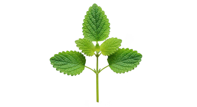 Fresh Lemon Balm Sprig Isolated On Black Background